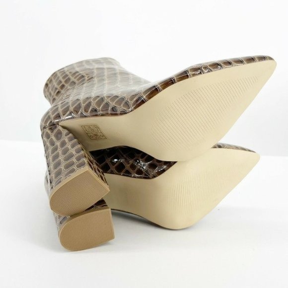 Nasty Gal NWOT Faux Croc Block Heel Ankle Boots, 5 - Picture 4 of 8